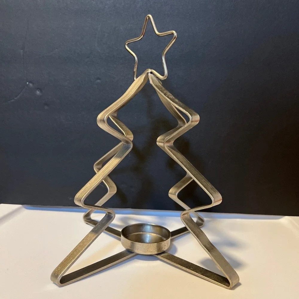 Metal Christmas Tree‎ Candle Holder Star Topper Table Decor tea light